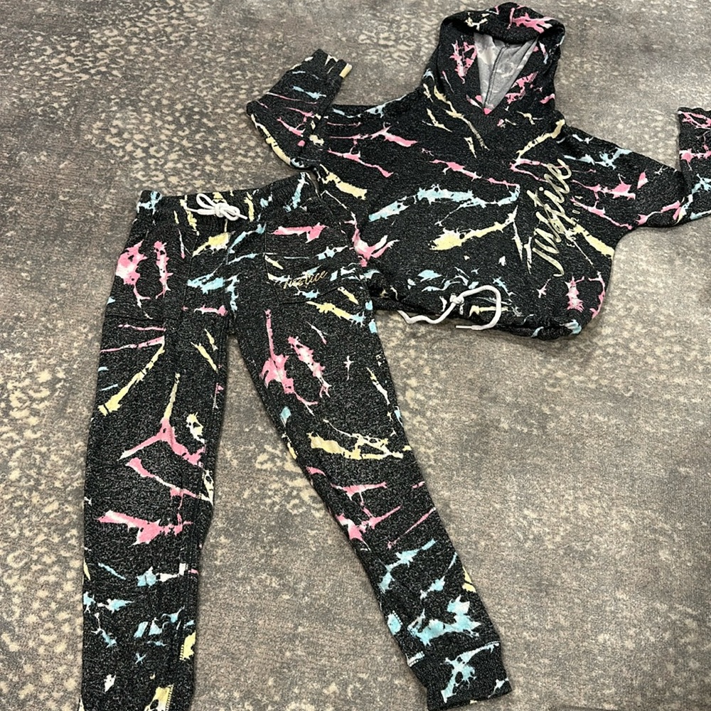 JUSTICE SOFT HOODIE JOGGER SET KIDS 7/8
